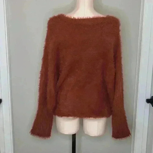 Wearing Your 🩷 On Your Sleeve‎ Rust Super Soft Sweater Sz Large - Picture 4 of 6